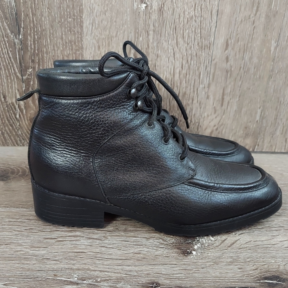 Vintage 90s Black Leather Danexx Granny Lace Up Ankle Boots Size 8